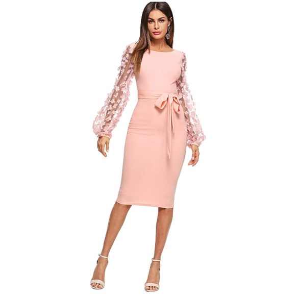 Adorable pink/mauve dress with puff sleeve - Picture 2 of 4